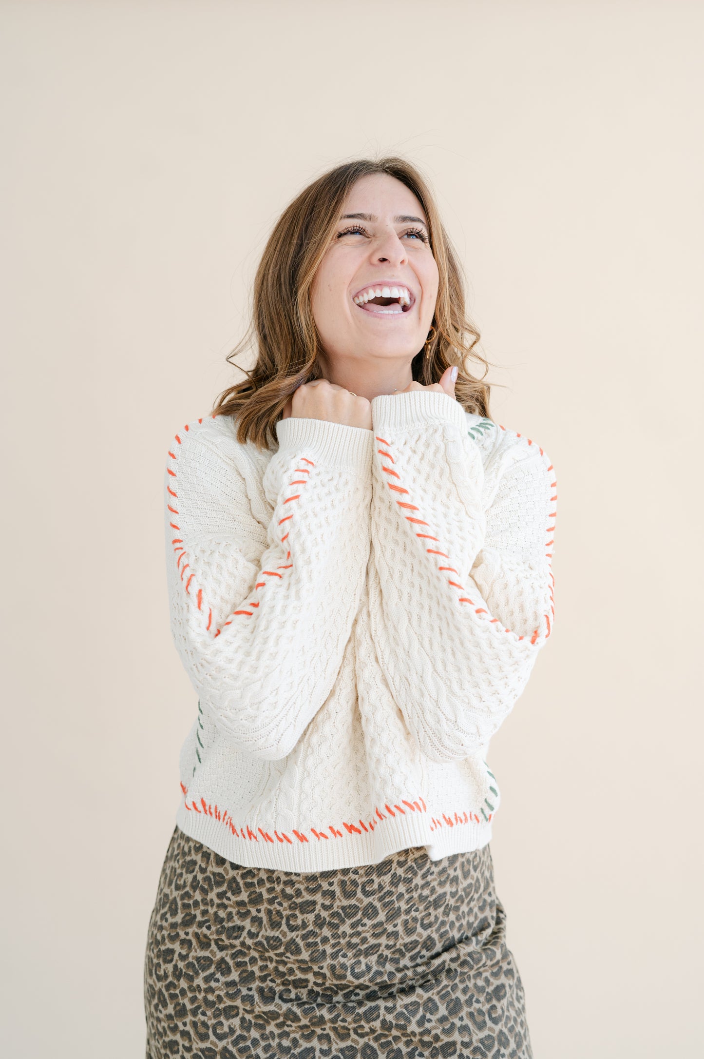 Lucy Color Stitch Cable Sweater