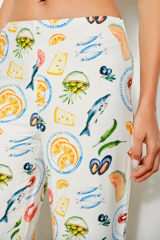 The Apertivo Pant – Italian Coastal Print Wide-Leg Pants