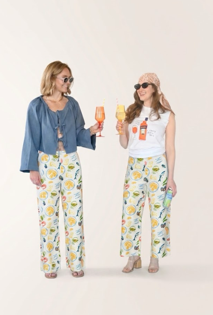 The Apertivo Pant – Italian Coastal Print Wide-Leg Pants