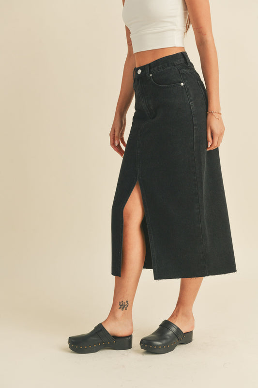 Ally Bea x High Tide Denim Slit Front Skirt - Black