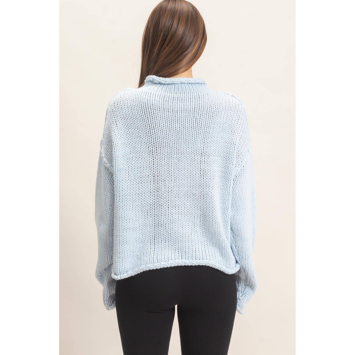 Rolled Collar Loose Knit Sweater