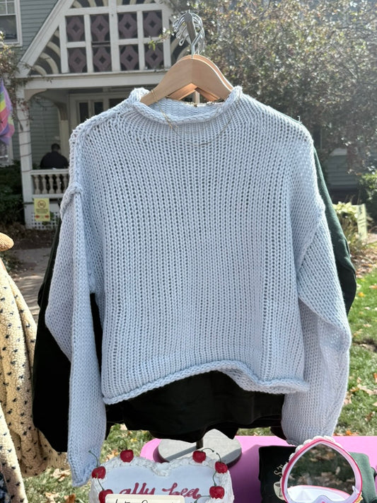 Rolled Collar Loose Knit Sweater
