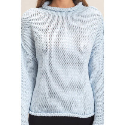 Rolled Collar Loose Knit Sweater