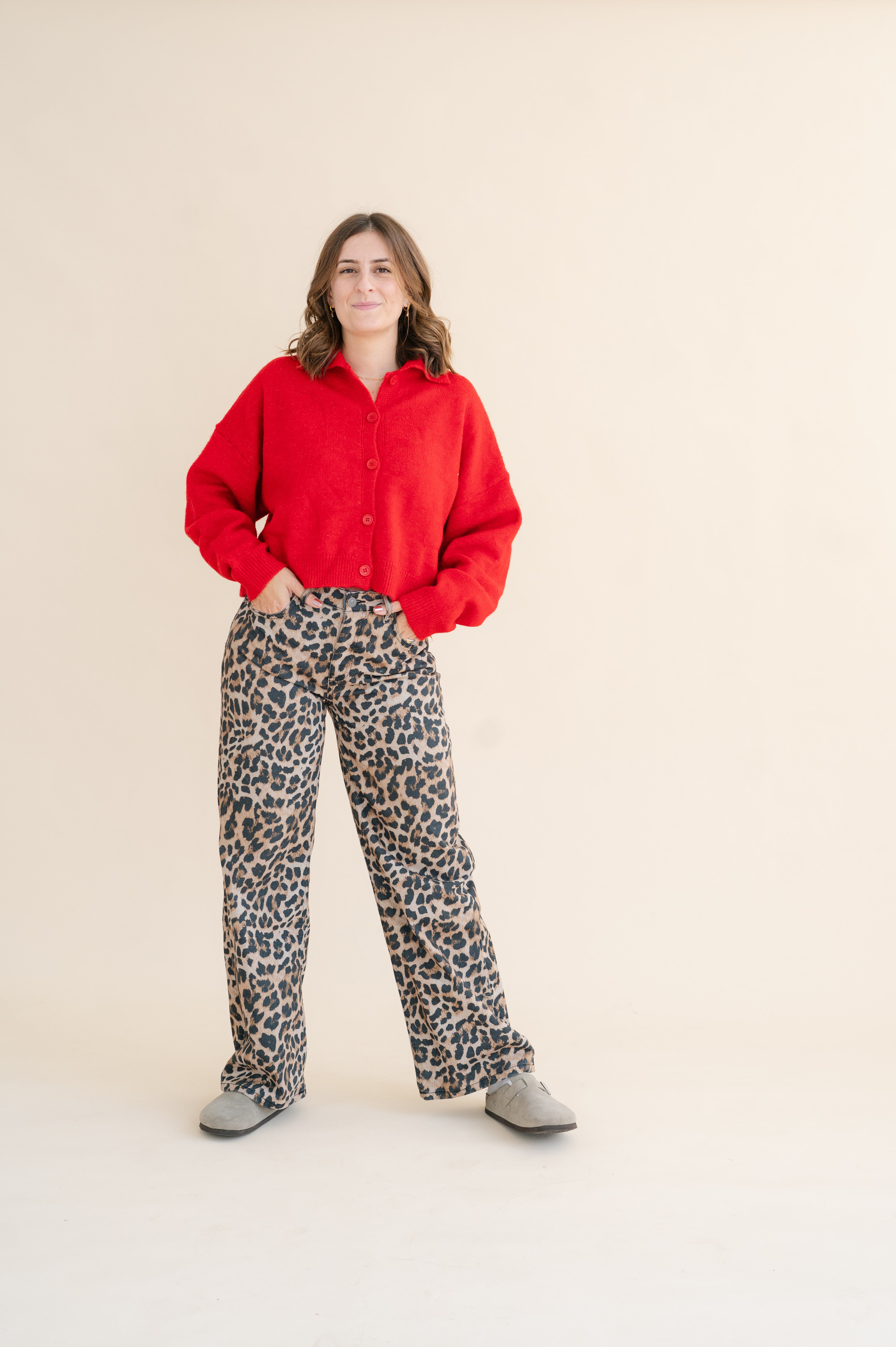 Slouchy Wide Leg Leopard Jeans