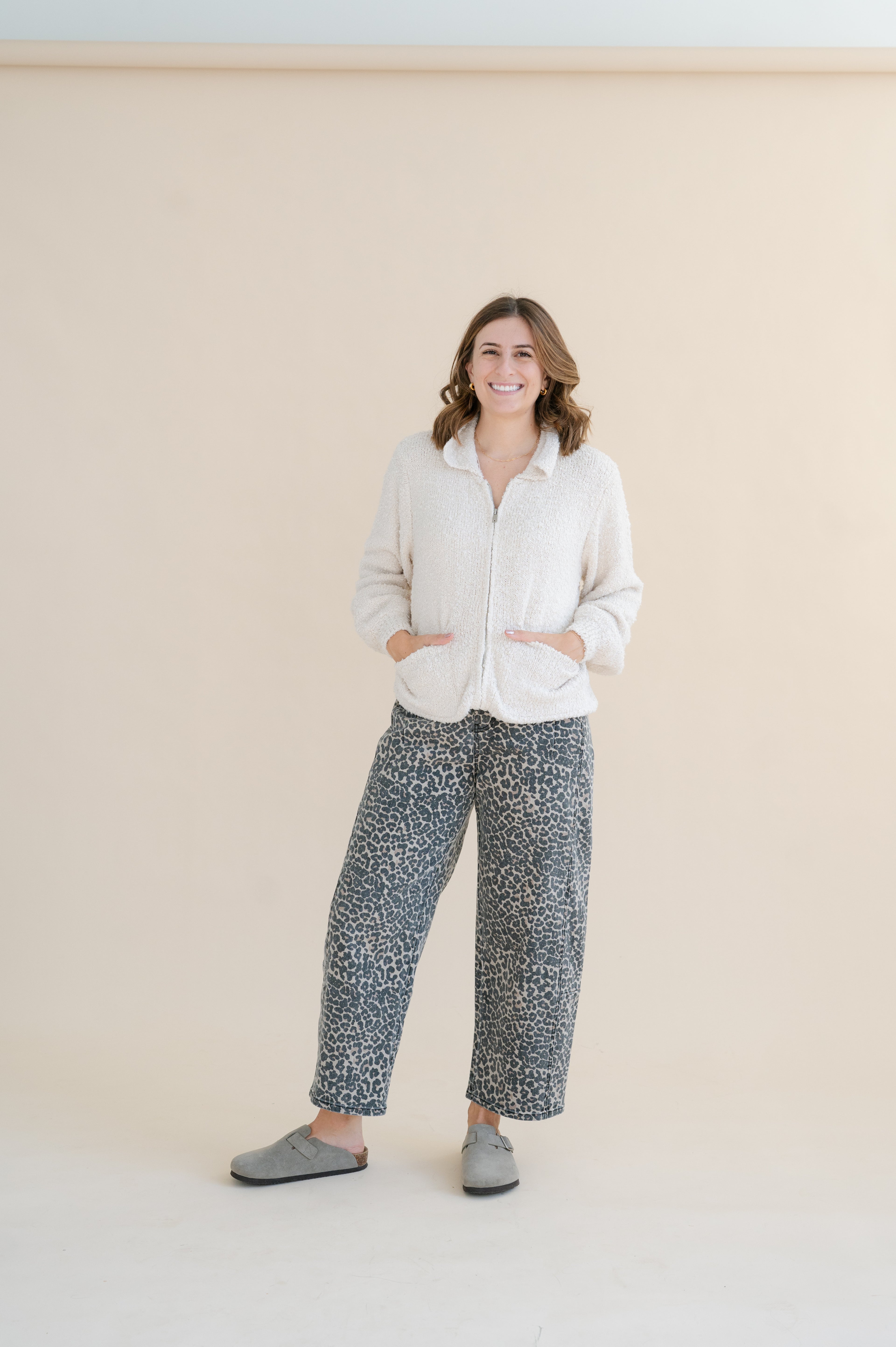 Leopard Print Barrel Pants