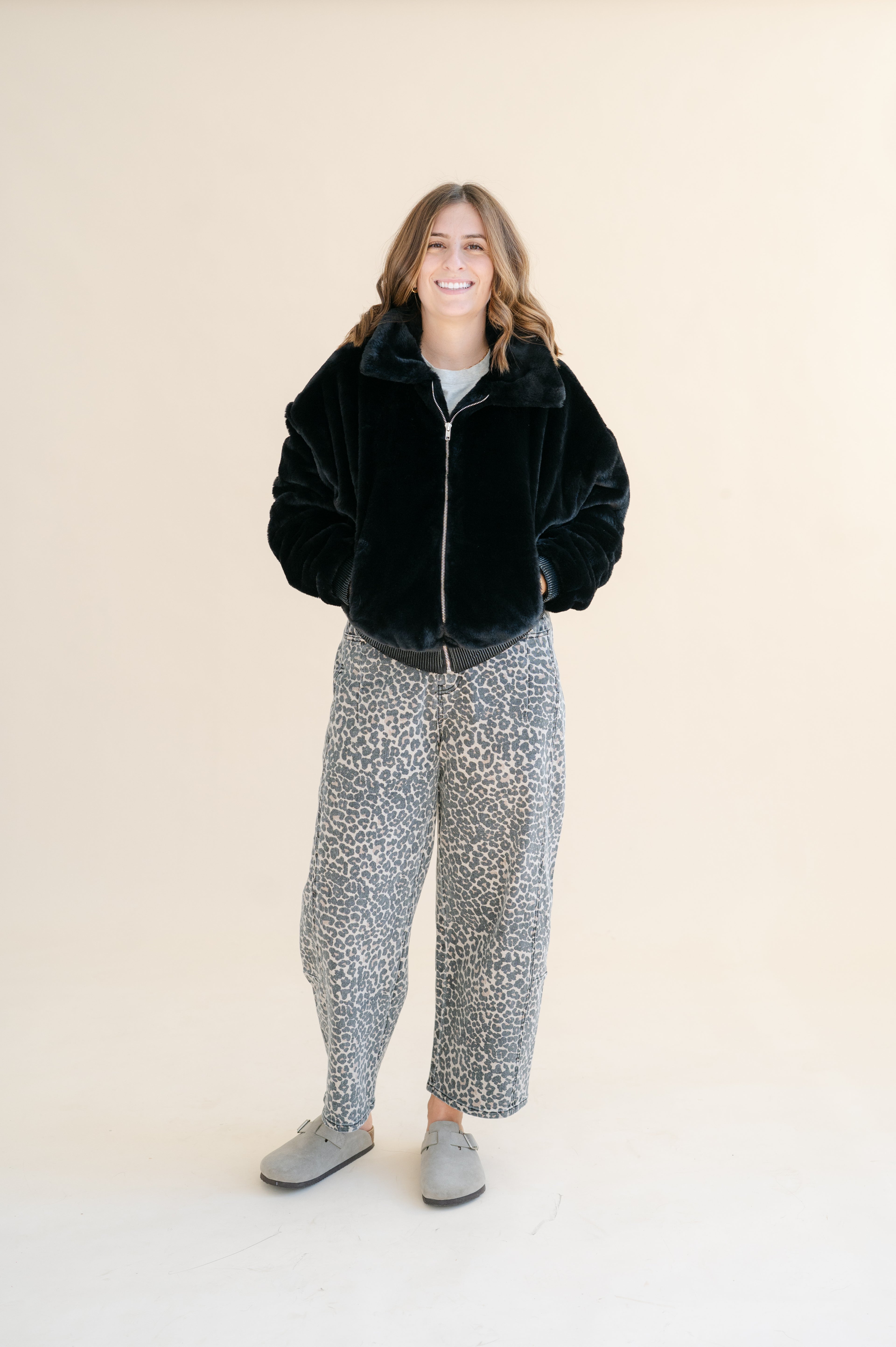 Leopard Print Barrel Pants