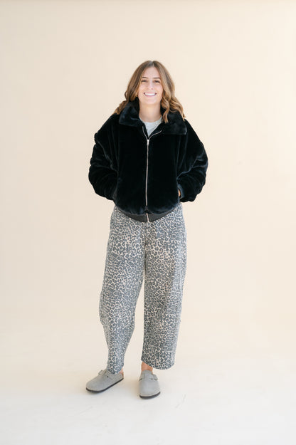 Daring Vegan Fur Zip Up Bomber Jacket