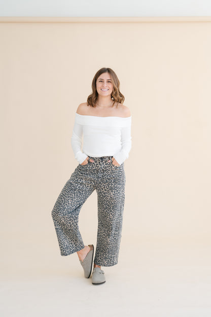 Leopard Print Barrel Pants