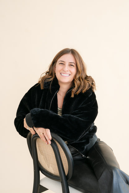 Daring Vegan Fur Zip Up Bomber Jacket