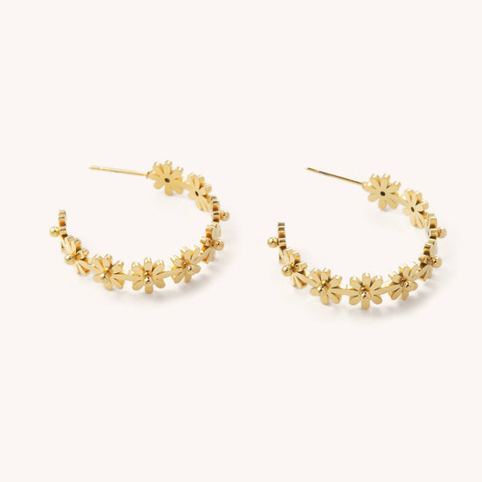 Carly Daisy Stainless Steel Hoops