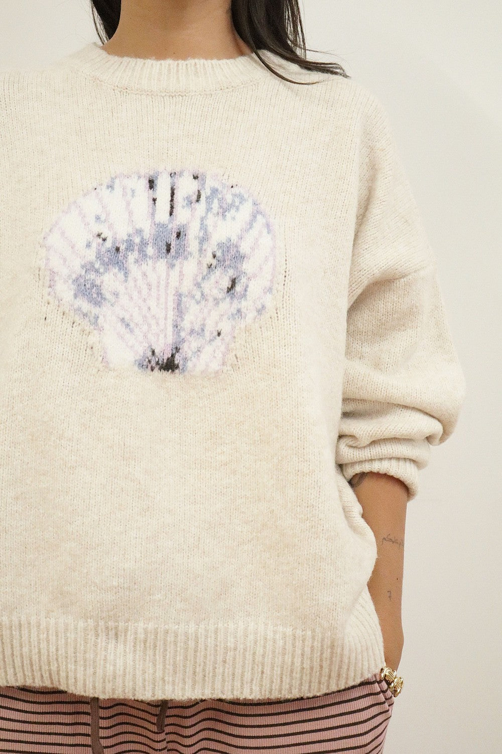 The Positano Shell Sweater – Seashell Graphic Knit Pullover